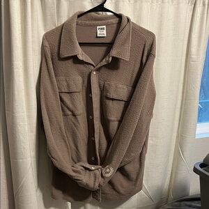 Purple Victoria’s Secret PINK fleece women’s button up L